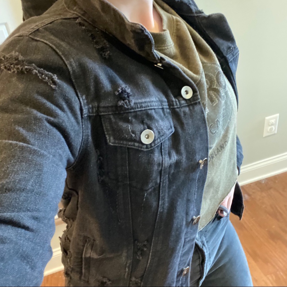 Ripped Black Boyfriend / Oversized Jean Jacket